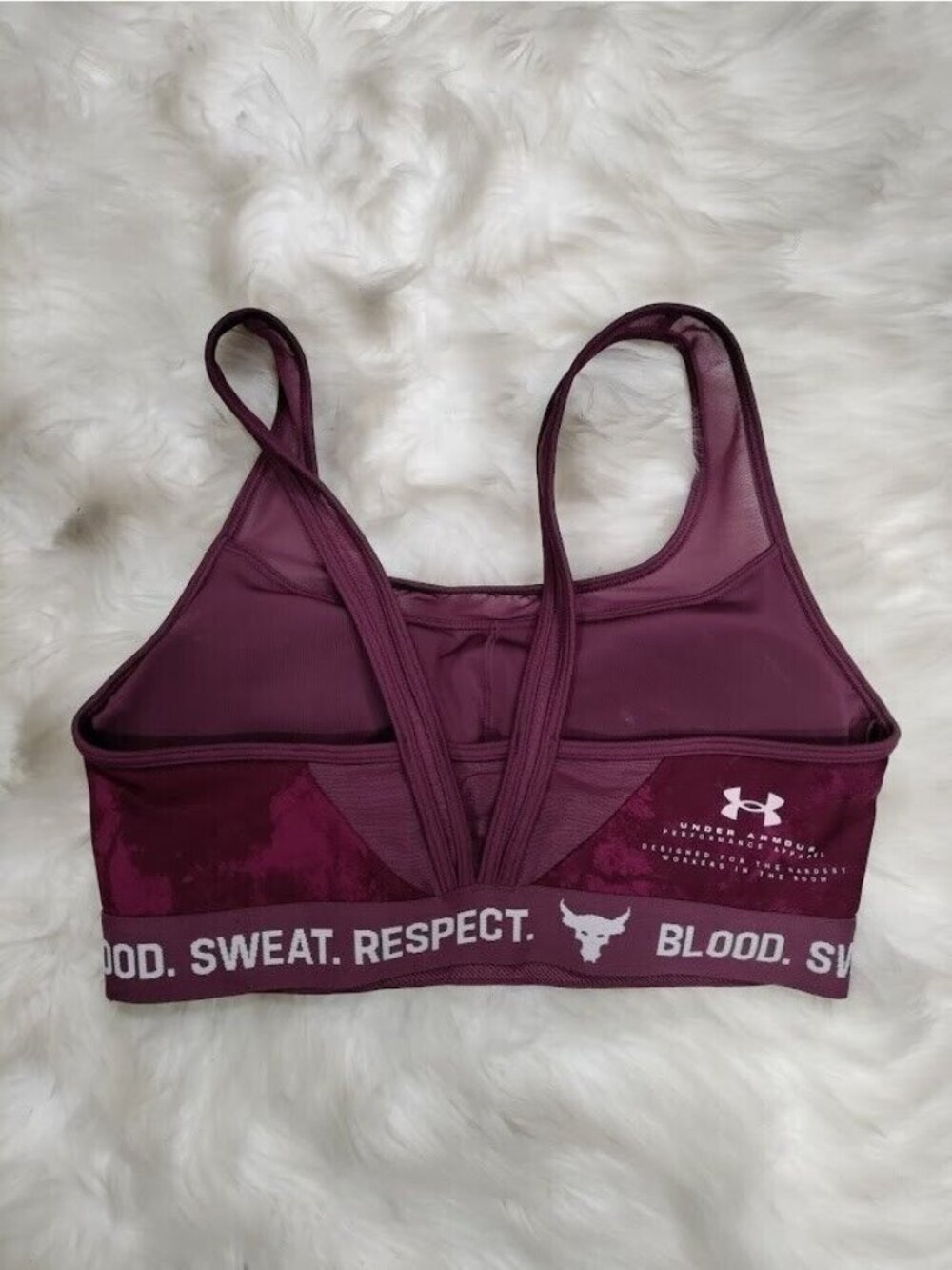 Under Armour Womens Project Rock Sports Bra Purple Tie Dye V Back L - Picture 2 of 6